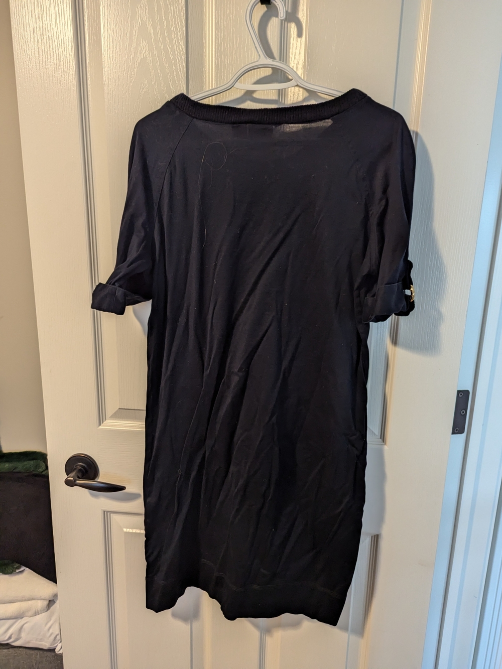 Tory Burch Black Roll-Tab Midi  Dress